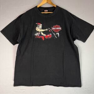 Harley Davidson T-Shirt Mens 2XL Black Nashville Music City Santa on Hog 2016